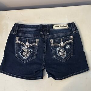 Rock Revival Dark Blue Shorts with Silver Accents